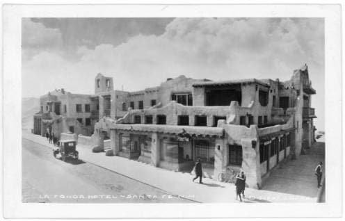 1923 - La Fonda Hotel by Julian Gans. Photo courtesy of Palace of the Governors Photo archives. Neg # 040752