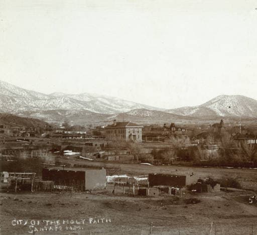 City of Holy Faith, Santa Fe looking Southeast. Christian G Kaadt. circa 1895. Palace of Governors Photo Archives.