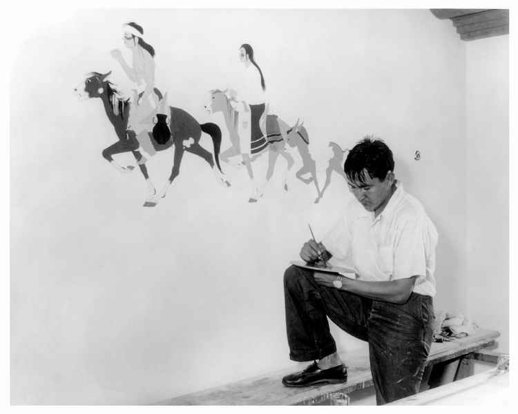"Breaking Camp During Wartime." circa 1938. Mural commissioned at Washington D.C Dept. of Interior. Image: Houser family archive.