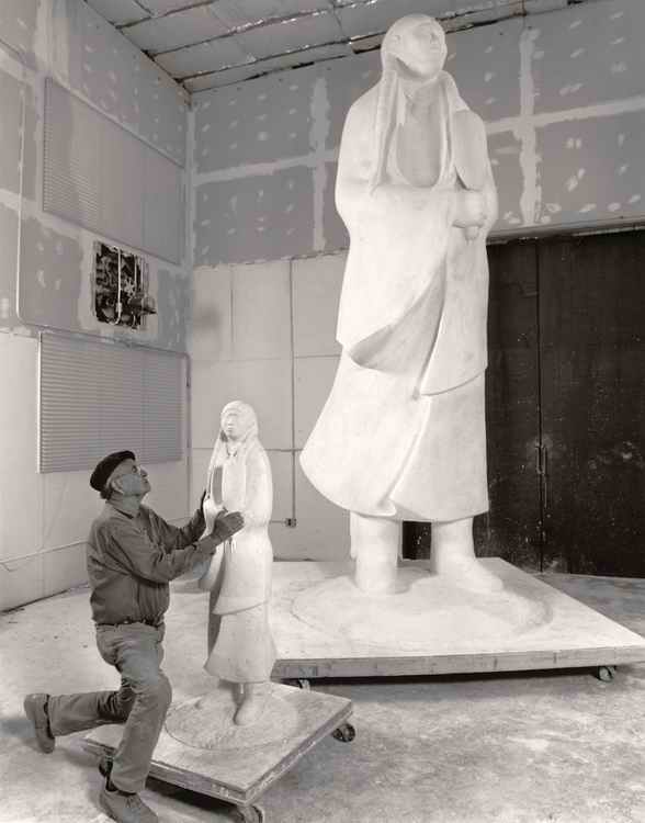 Allan working on "As Long as the Waters Flow." circa 1988. Houser family archive.