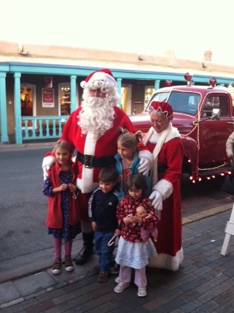 Santa and Mrs Claus outside The Shop