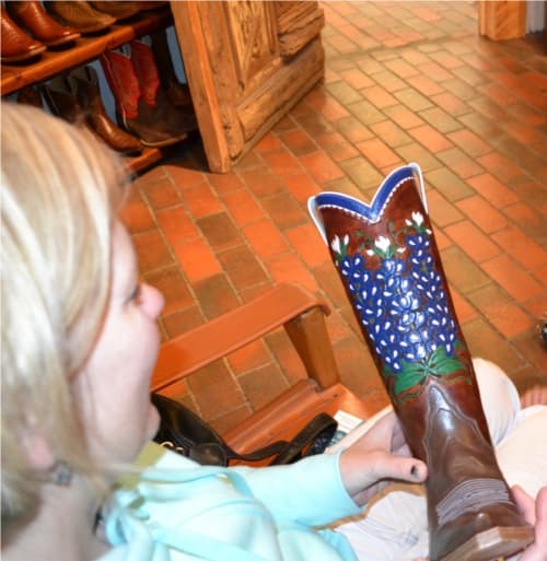 Hand Tooled Custom Cowboy Boots Blue Bonnets