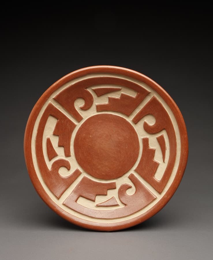 Rare large plate/shallow bowl by Margaret Tafoya of Santa Clara Pueblo. Circa 1935.