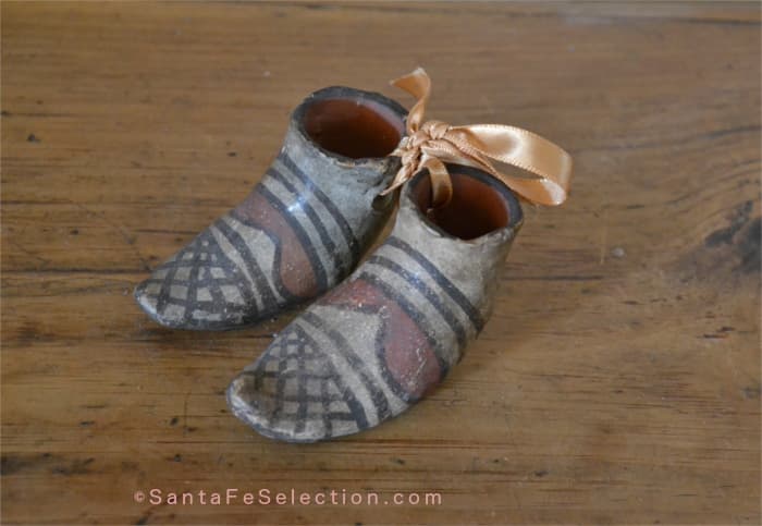Rare pair of tiny boots from Isleta Pueblo. Sold as souvenirs at train station circa 1910.