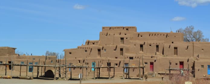 Pueblo and mountain